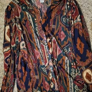 Koret Button Down Long Sleeve, Size 14, Multicolor Abstract Pattern